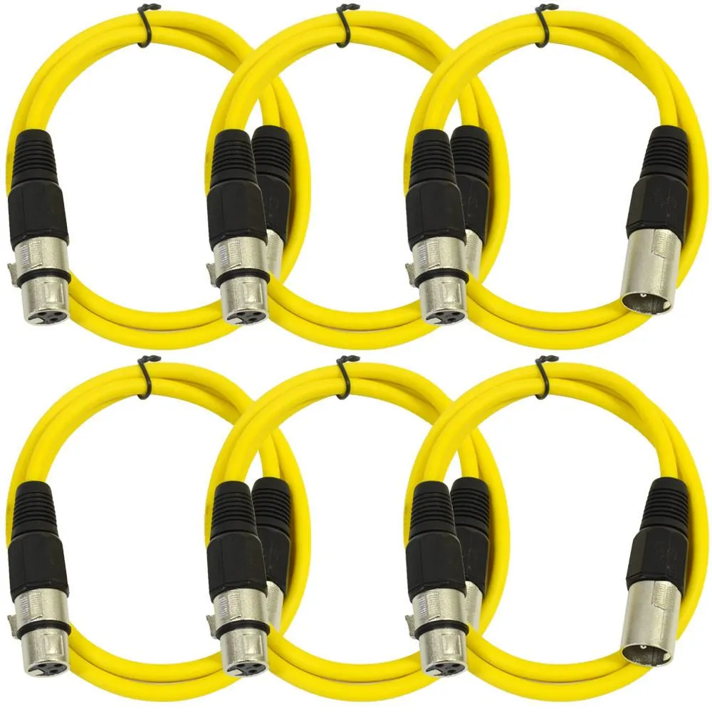 SAXLX-3 - 6 Pack of Yellow 3 Foot XLR Patch Cables