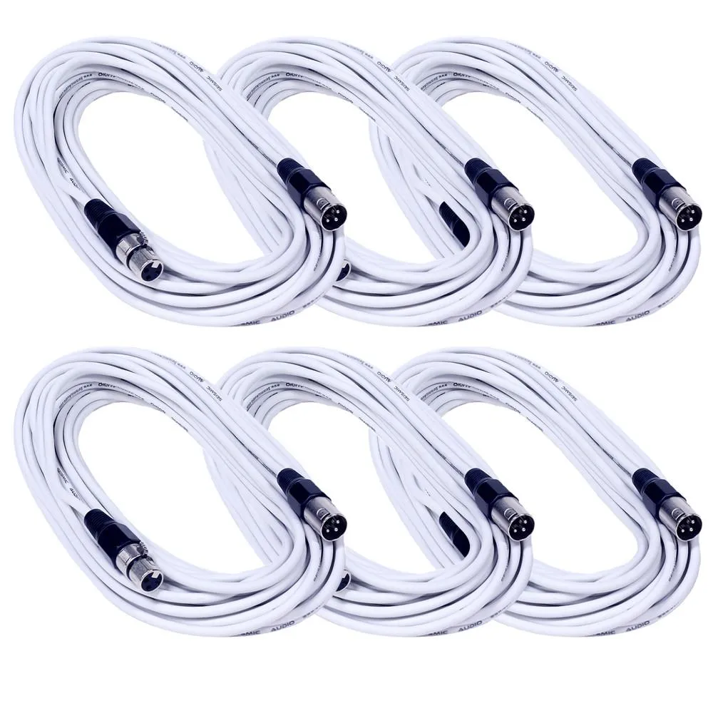 SAXLX-50 - 6 Pack of White 50 Foot XLR Microphone Cables