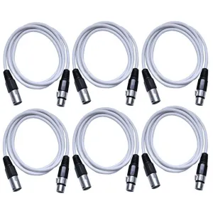 SAXLX-6 - 6 Pack of White 6 Foot XLR Patch Cables