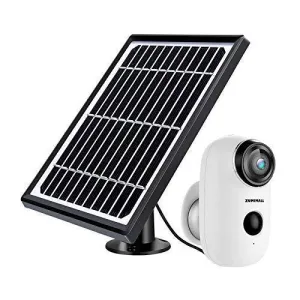 Security Camera Outdoor Wireless WiFi, ZUMIMALL Solar Powered Surveillance Camera with Rechargeable Battery, 1080P Night Vision, Motion Detection, 2-Way Audio, IP65 Waterproof, Cloud Storage/SD Slot