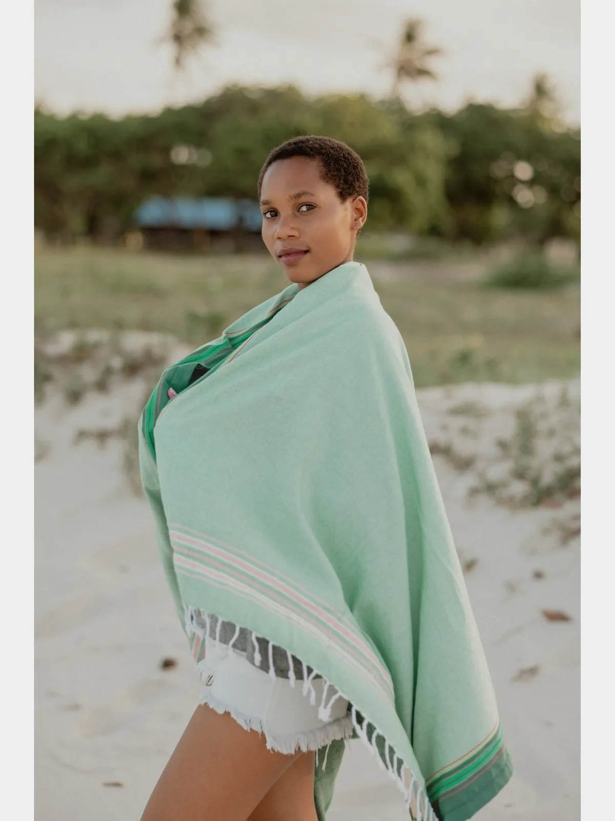 Soft Green Kenyan Beach Towel