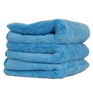 Super Plush Super Premium Microfiber Towel, 16" X 16" (3 Pack)-Blue w/Blue Edges