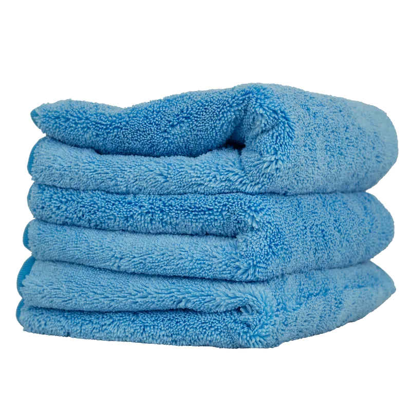 Super Plush Super Premium Microfiber Towel, 16" X 16" (3 Pack)-Blue w/Blue Edges