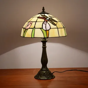 Tiffany Dragonfly Nightstand Lamp with Colorful Bowl Shade