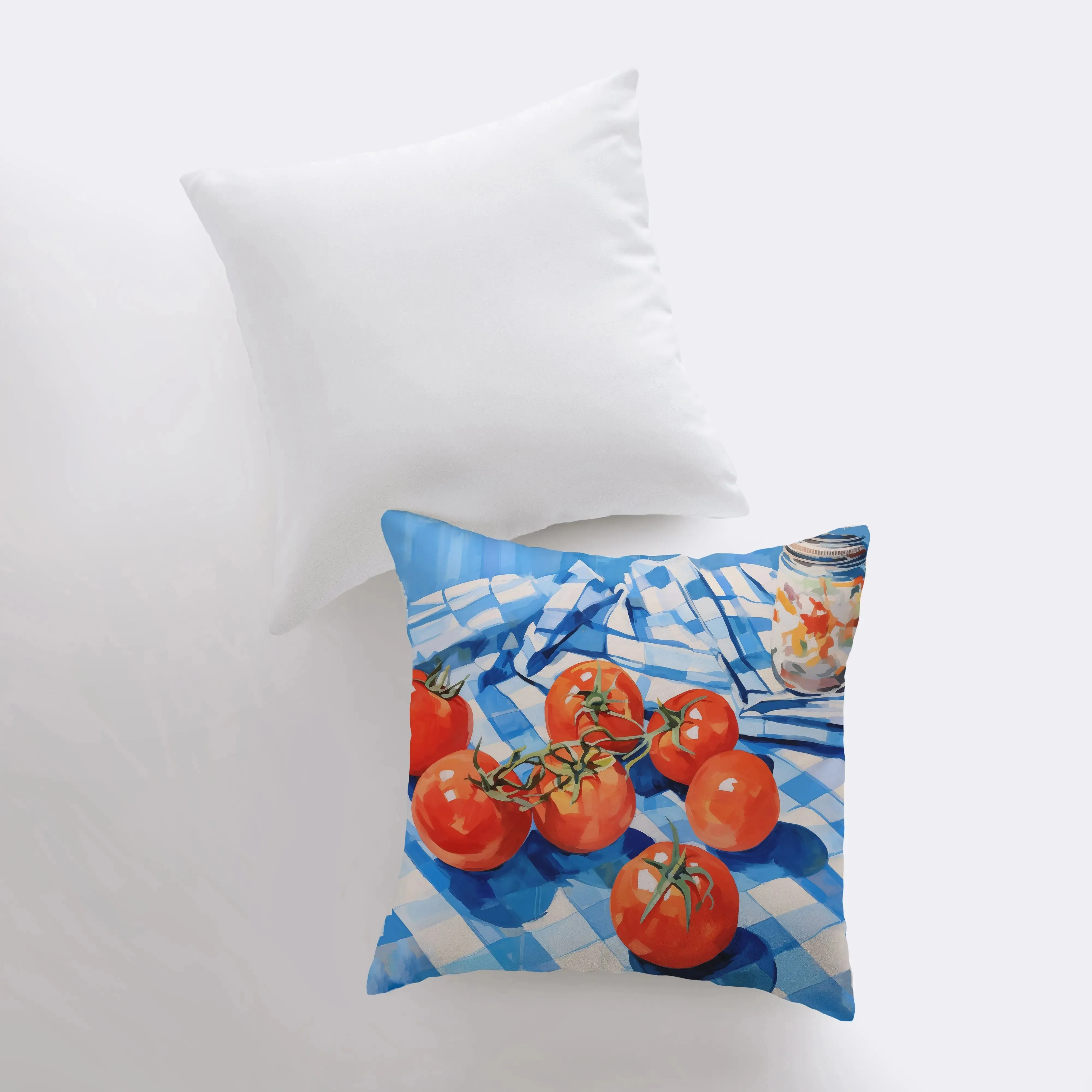 Tomato Picnic | Gouache Painting | Food Pillow | Abstract Still Life | Throw Pillow | Home Decor | Gift for Her | Pillow Cover | Travel Gift