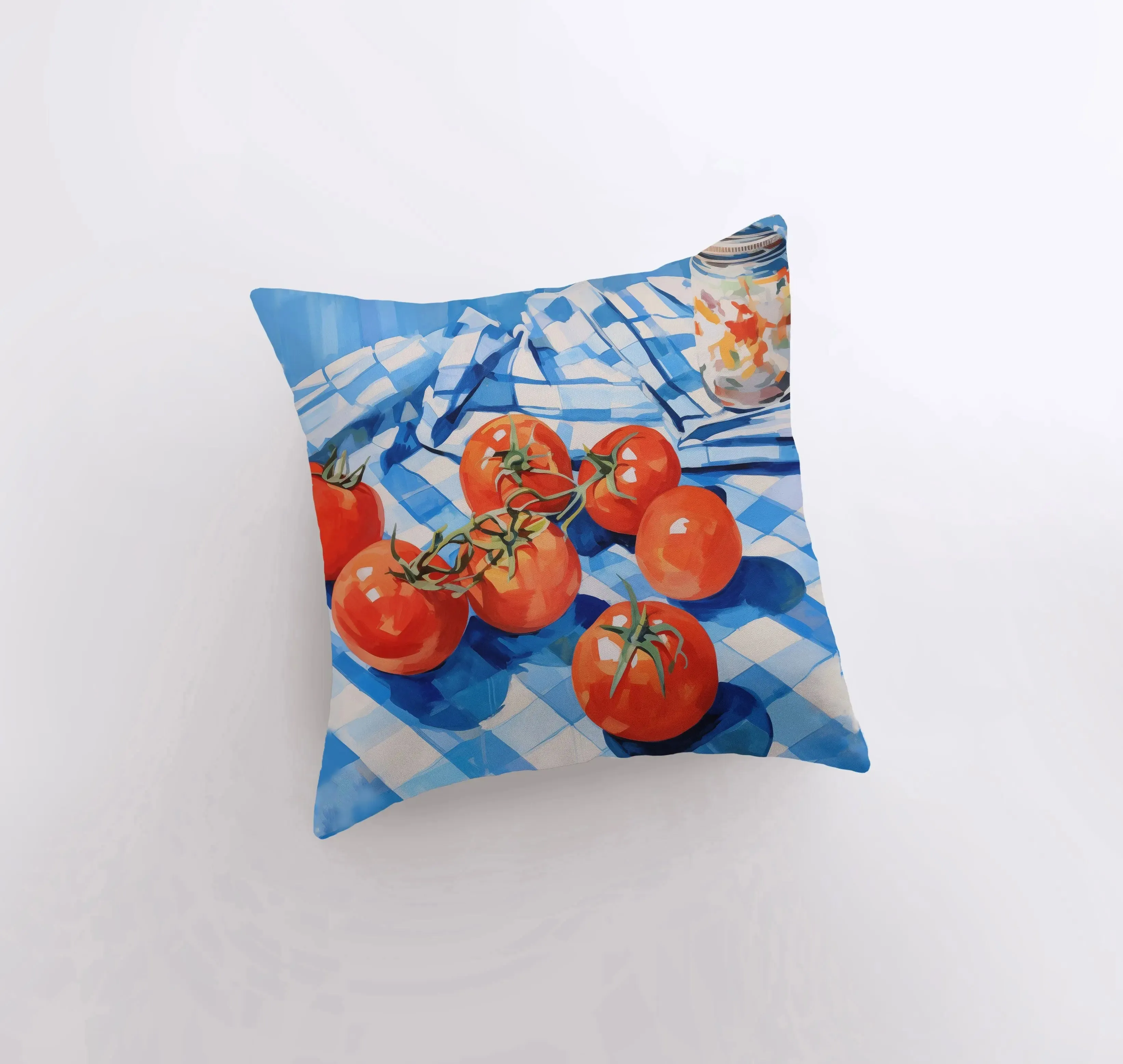 Tomato Picnic | Gouache Painting | Food Pillow | Abstract Still Life | Throw Pillow | Home Decor | Gift for Her | Pillow Cover | Travel Gift