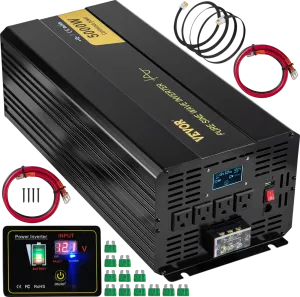 Vevor Pure Sine Wave Inverter 5000W DC 12V to AC 120V with LCD Display and Remote Controller New