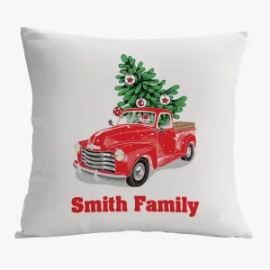 Vintage Red Truck Personalized Christmas Decorative Pillowcase